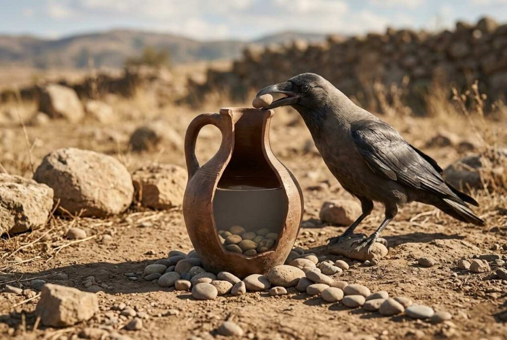 <p> A thirsty crow finds a pitcher with only a small amount of water at the bottom. Unable to reach it, the crow does not give up. Instead, it starts dropping small stones into the pitcher one by one, slowly raising the water level until it can finally drink. This fable is a great example of patience and creative problem-solving. It shows that not every problem has an immediate or obvious solution. Sometimes, progress happens in small steps that may not seem impressive at first. In real life, this applies to challenges that require persistence. Whether you are learning something new, solving a difficult problem, or working toward a long-term goal, progress often comes from consistent effort and creative thinking. The crow’s approach reminds you to stay resourceful and keep trying, even when the solution is not clear right away. </p> :: Gemini