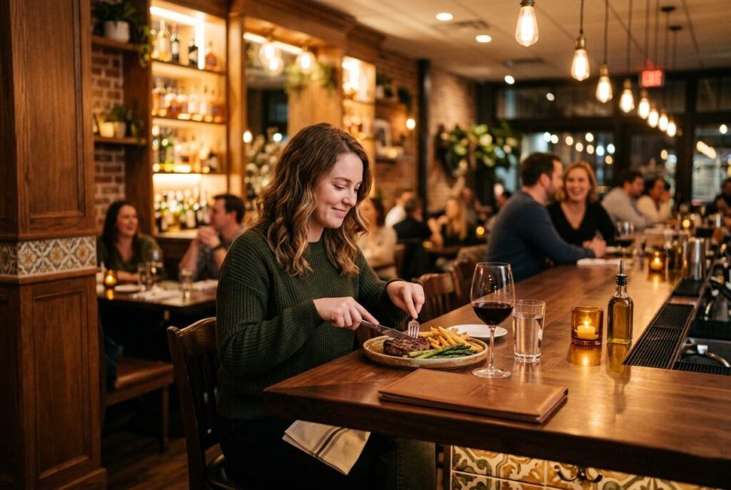 <p> Dining out alone used to feel a little uncomfortable for many people, even if they would not admit it. Large tables, oversized portions, and a general focus on groups made solo diners feel like an afterthought. That dynamic is starting to shift as restaurants recognize just how many people are choosing to eat on their own. You can see this change in the details. More bar seating, smaller tables, and menus that include dishes designed for one person instead of assuming everything will be shared. Some places even highlight smaller portions or tasting options that let you try something new without overcommitting. The experience itself is also becoming more welcoming. Staff are more accustomed to solo diners, and the atmosphere in many restaurants now feels less centered on groups and more inclusive overall. Eating alone no longer stands out in the same way it once did. In fact, it can feel like a chance to slow down, enjoy your food, and focus on the moment without distractions. </p> :: Gemini